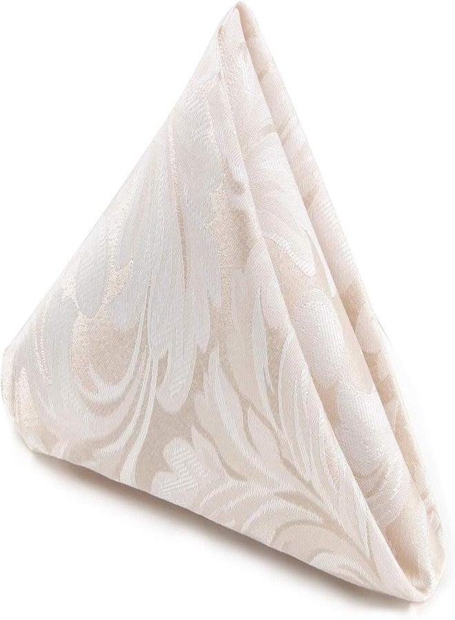 EHouseHome Damask Jacquard Cloth Napkins Waterproof Spillproof Polyester Fabric Napkins Beige, Set of 12, 17 x 17 Inch - Image 1